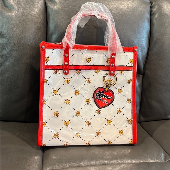 Red and White Tote with Bow Design - Picture 2 of 5